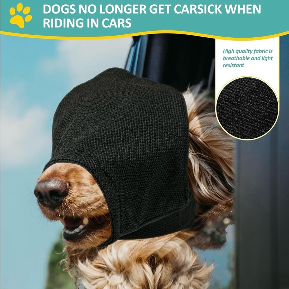 New Dog Calming Cap, Soft Dog Eye Mask Adjustable Mouth Pet Mask Muzzle - Medium